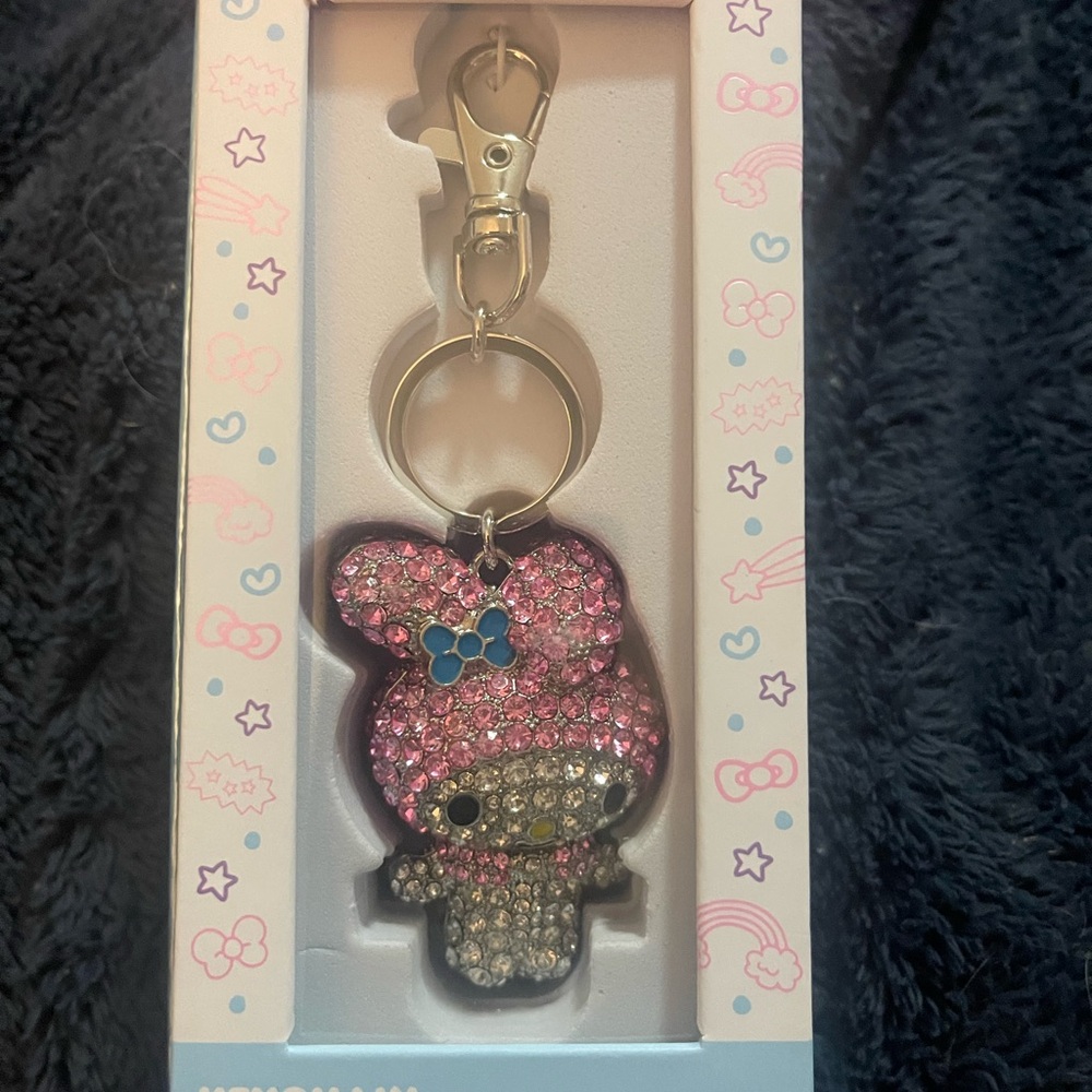 Pink and Black Rhinestone Keychain - Picture 1 of 2